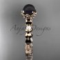 14kt rose gold diamond leaf and floral round tahitian black cultured pearl engagement ring ABP35