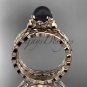 14kt rose gold diamond leaf and floral round tahitian black cultured pearl wedding set ABP35S