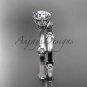 14k white gold diamond vine wedding ring set with a "Forever One" Moissanite center stone ADLR38S