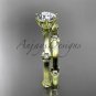14k yellow gold diamond vine wedding ring set with a "Forever One" Moissanite center stone ADLR38S