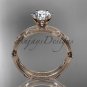 14k rose gold diamond vine wedding ring set with a "Forever One" Moissanite center stone ADLR38S