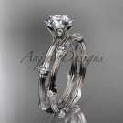 Platinum diamond vine wedding ring set with a "Forever One" Moissanite center stone ADLR38S