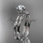 Platinum diamond vine wedding ring set with a "Forever One" Moissanite center stone ADLR38S