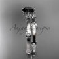 Platinum diamond vine wedding ring set with a Black Diamond center stone ADLR38S