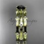 14k yellow gold diamond vine double band wedding set with a Black Diamond center stone ADLR38S