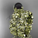 14k yellow gold diamond round tahitian black cultured pearl flower engagement set ABP57S