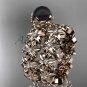 14k rose gold diamond round tahitian black cultured pearl flower engagement set ABP57S