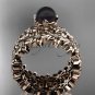 14k rose gold diamond round tahitian black cultured pearl flower engagement set ABP57S