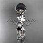14kt white gold diamond round tahitian black cultured pearl engagement ring ABP58