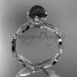 14kt white gold diamond round tahitian black cultured pearl engagement ring ABP58