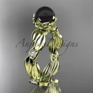 14kt yellow  gold diamond round tahitian black cultured pearl engagement ring ABP58