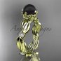 14kt yellow  gold diamond round tahitian black cultured pearl engagement ring ABP58