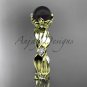 14kt yellow  gold diamond round tahitian black cultured pearl engagement ring ABP58