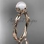 14kt rose gold diamond pearl unique engagement ring AP178