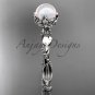 14kt white gold diamond pearl unique engagement ring AP178