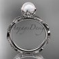 14kt white gold diamond pearl unique engagement ring AP178