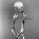 Platinum diamond pearl unique engagement ring AP178