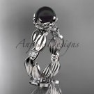 Platinum diamond round tahitian black cultured pearl engagement ring ABP58