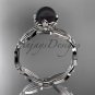 Platinum diamond round tahitian black cultured pearl engagement ring ABP58