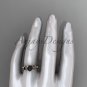 14kt rose low gold diamond round tahitian black cultured pearl engagement ring ABP58