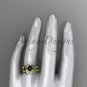 Unique 14kt yellow gold diamond round tahitian black cultured pearl engagement set ABP58S