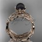 Unique 14kt rose gold diamond round tahitian black cultured pearl engagement set ABP58S