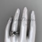 14k white gold diamond round black cultured pearl leaf wedding set ABP59S