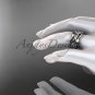 14k white gold diamond flower wedding band, engagement ring ADLR523B