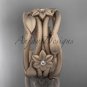 14k rose gold matte finish diamond flower wedding band, engagement ring ADLR523B