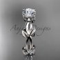 unique 14k white gold vine and leaf engagement ring ADLR522