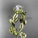 unique 14k yellow gold vine and leaf engagement ring ADLR522