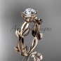 unique 14k rose gold vine and leaf engagement ring ADLR522