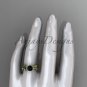 unique 14k yellow gold vine and leaf engagement ring with a Black Diamond center stone ADLR522