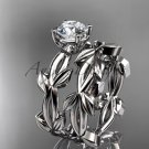 unique 14k white gold leaf and vine wedding set ADLR522S