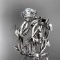 unique 14k white gold leaf and vine wedding set ADLR522S