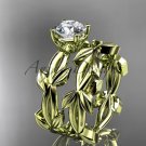 unique 14k yellow gold leaf and vine wedding set ADLR522S