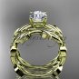 unique 14k yellow gold leaf and vine wedding set ADLR522S