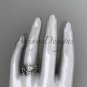 unique 14k white gold leaf and vine wedding set with a Moissanite center stone ADLR522S