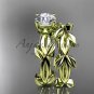 unique 14k yellow gold leaf and vine wedding set with a Moissanite center stone ADLR522S