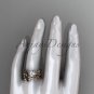 unique 14k rose gold leaf and vine wedding set with a Moissanite center stone ADLR522S