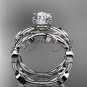 unique platinum leaf and vine wedding set with a Moissanite center stone ADLR522S