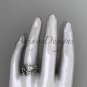 unique platinum leaf and vine wedding set with a Moissanite center stone ADLR522S