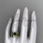 unique 14k yellow gold leaf and vine wedding set with a Black Diamond center stone ADLR522S