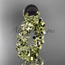14k yellow gold diamond round tahitian black cultured pearl flower engagement ring ABP57