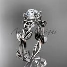 Celtic knot white gold leaf engagement ring with a Moissanite center stone CT7522
