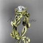 Celtic knot yellow gold leaf engagement ring with a Moissanite center stone CT7522