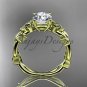 Celtic knot yellow gold leaf engagement ring with a Moissanite center stone CT7522