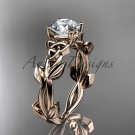 Celtic knot rose gold leaf engagement ring with a Moissanite center stone CT7522
