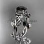 Celtic knot platinum leaf engagement ring with a Black Diamond center stone CT7522