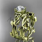 Celtic knot yellow gold leaf wedding ring set CT7522S